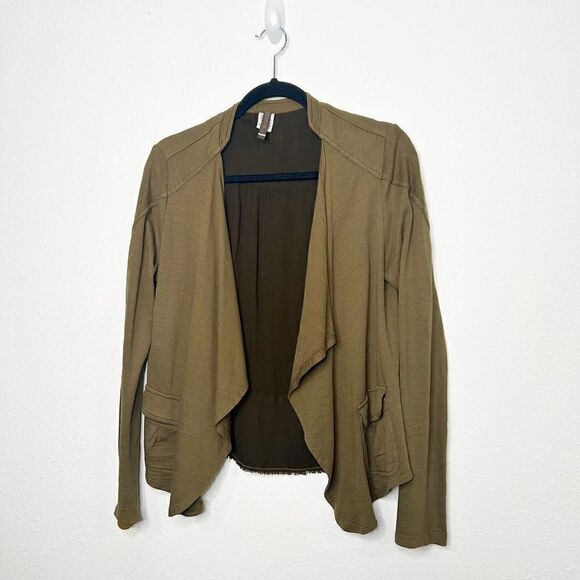 XCVI Women’s Green Brown Contrast Open Front Oversized Cardigan Size XS - Picture 1 of 14